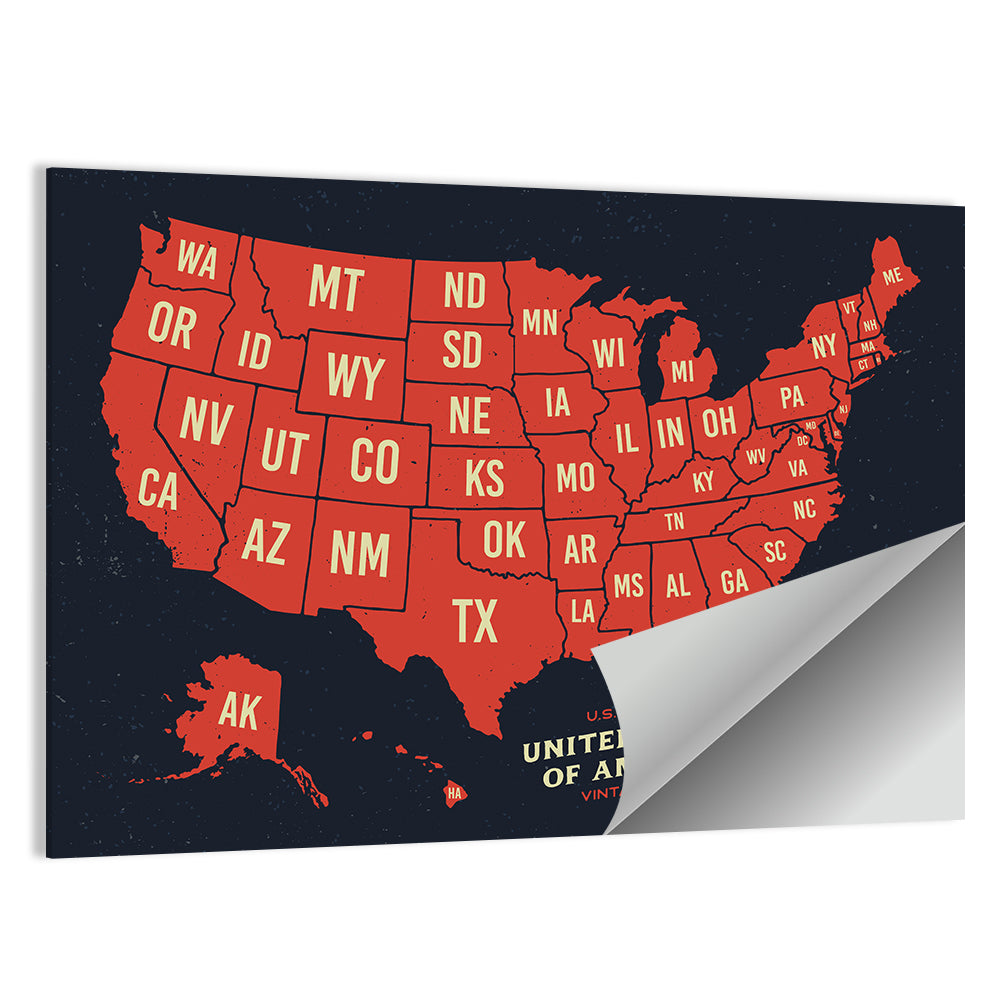 Vintage United States Map Wall Art