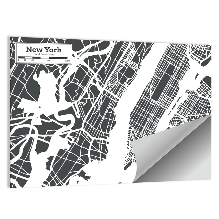 Manhattan Map, New York Wall Art as a poster print