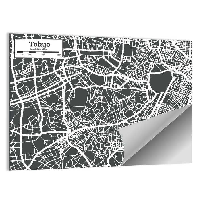 Tokyo City Map Wall Art as a poster print