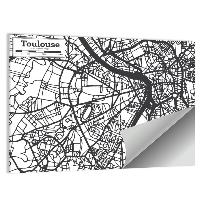 Toulouse City Map Wall Art as a poster print
