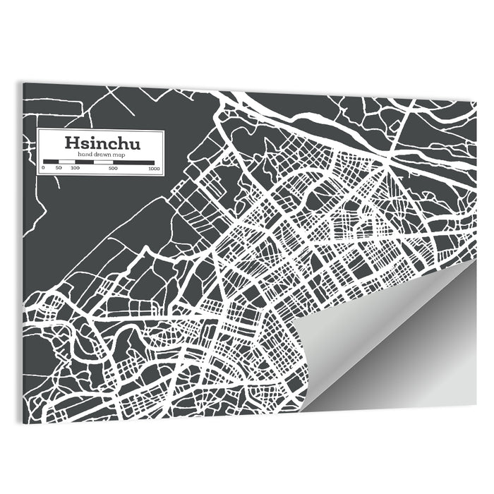 Hsinchu Street Grid Map Wall Art as a poster print