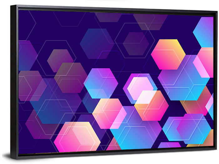 Translucent Hexagon Pattern Wall Art as a framed canvas