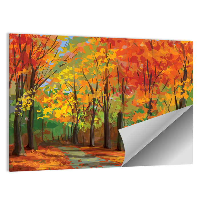Autumn Forest Pathway Wall Art as a poster print
