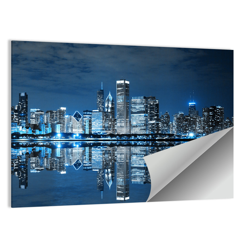 Chicago Skyline at Night Wall Art