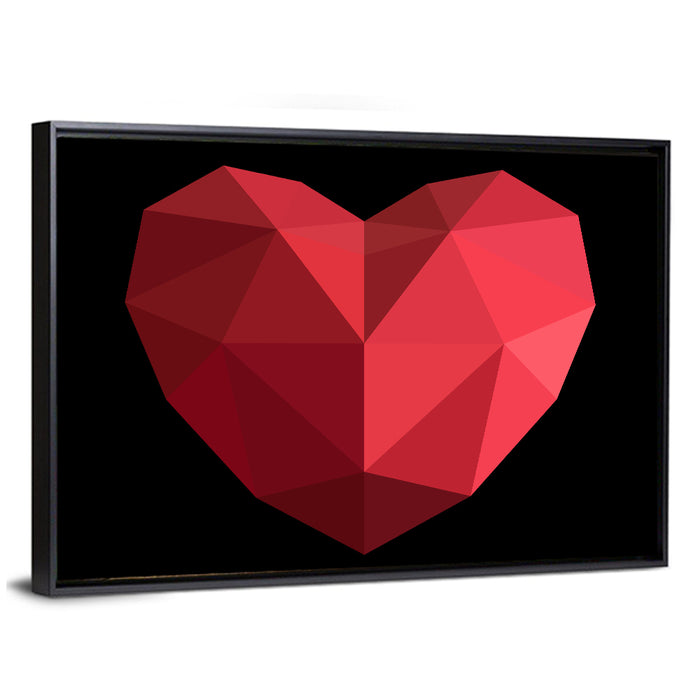 Low-poly Red Heart Wall Art as a framed canvas