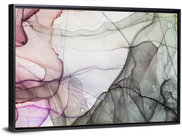 Textured Ink Wash Abstract Wall Art as a framed canvas