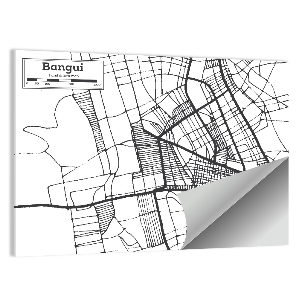 Bangui Street Grid Map Wall Art