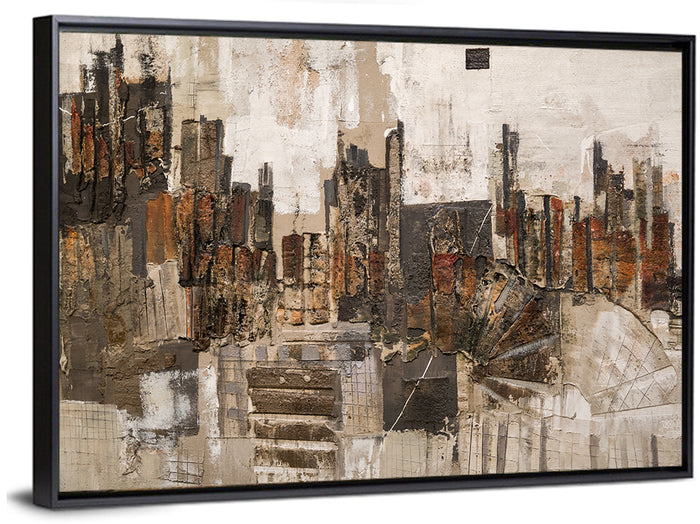 Brushstroke City Skyline Wall Art as a framed canvas