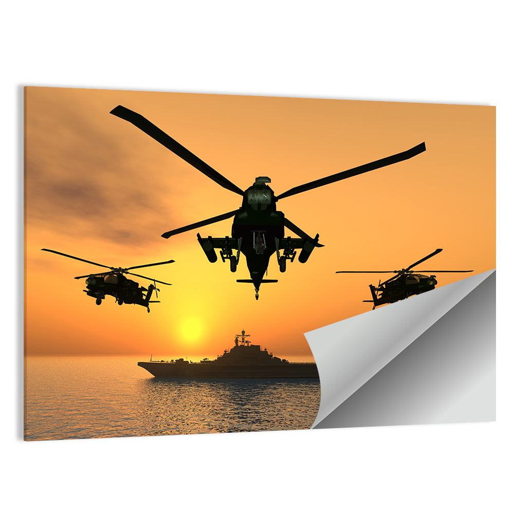 Apache Helicopters at Sunset Wall Art