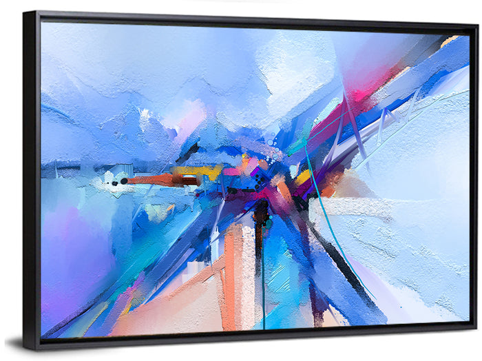 Dynamic Brushstroke Geometry Wall Art as a framed canvas