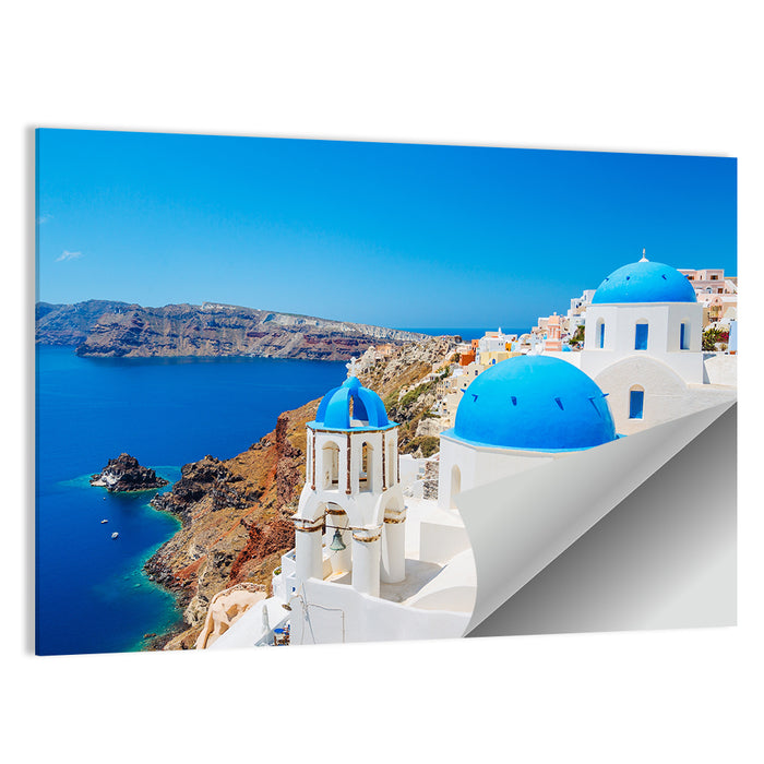 Oia Santorini Blue Domes Wall Art as a poster print