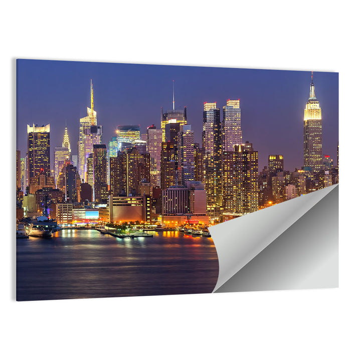 Manhattan at Night Wall Art as a poster print