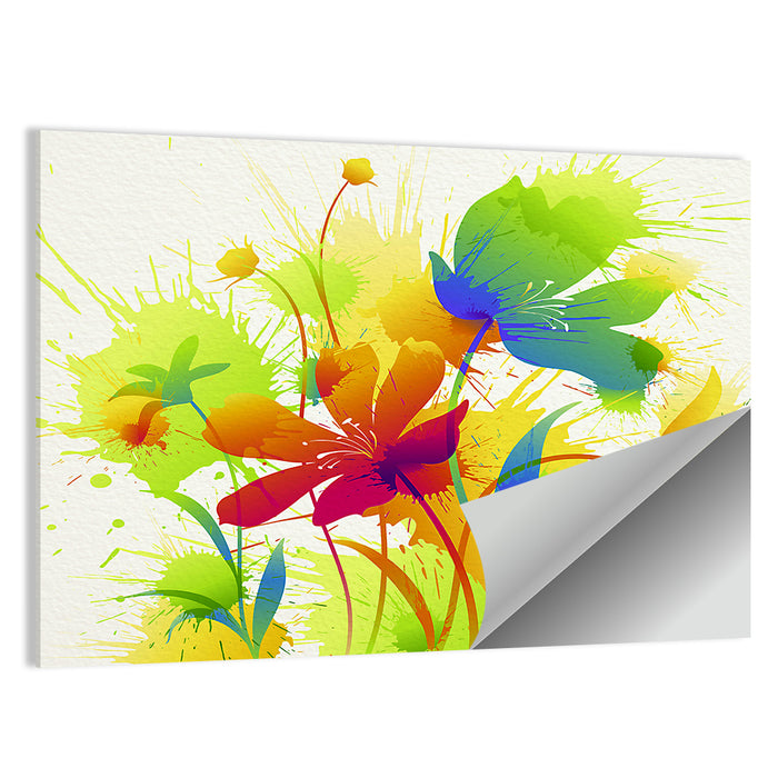 Vibrant Wildflower Watercolor Illustration Wall Art as a poster print