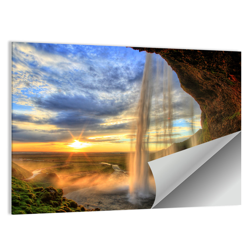 Seljalandsfoss at Sunset Wall Art