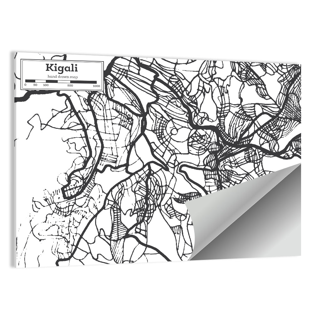 Kigali Urban Map Wall Art