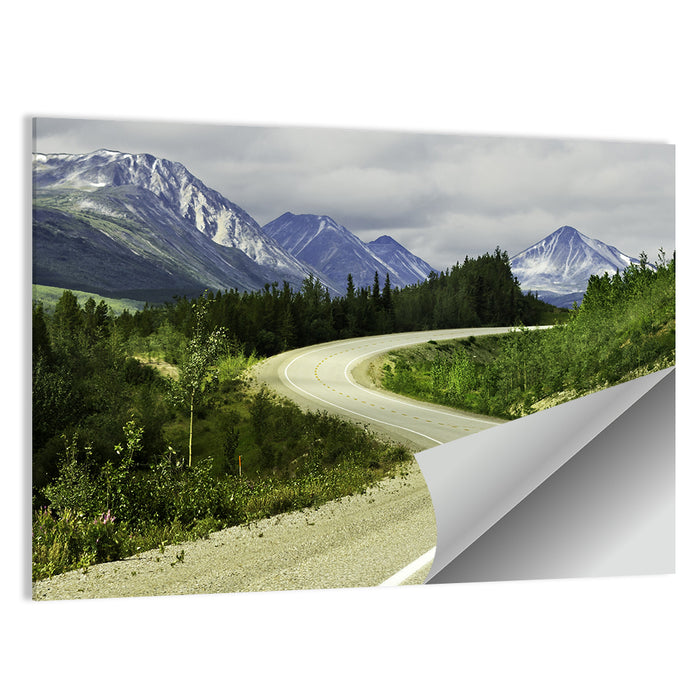 Winding Road to Snow Capped Alaskan Peaks Wall Art as a poster print
