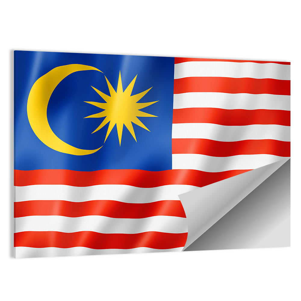 Malaysian Flag with Crescent and 14 Point Star Wall Art