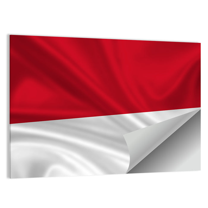 Indonesia Monaco Waving Flag Wall Art as a poster print