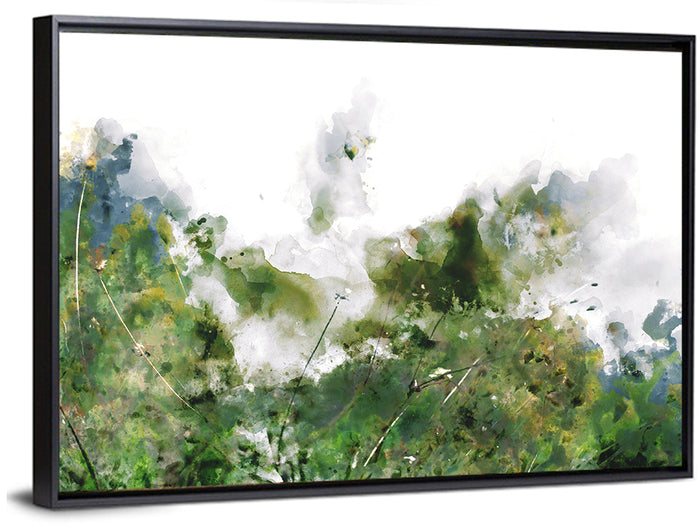 Wildflower Meadow Watercolor Wall Art as a framed canvas