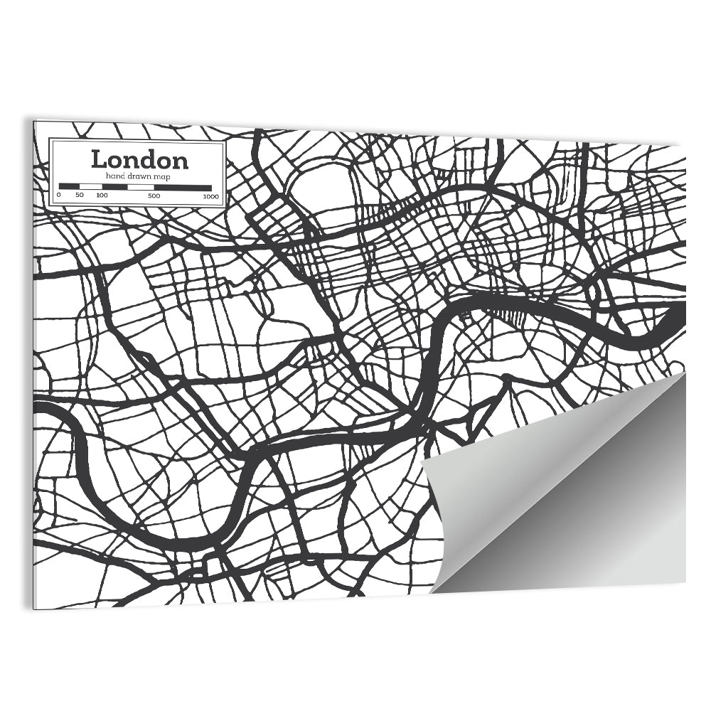 Hand Drawn London Map Wall Art