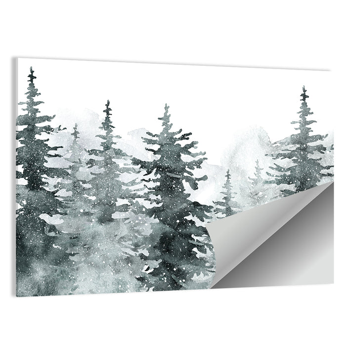 Snowy Pine and Spruce Forest Wall Art as a poster print