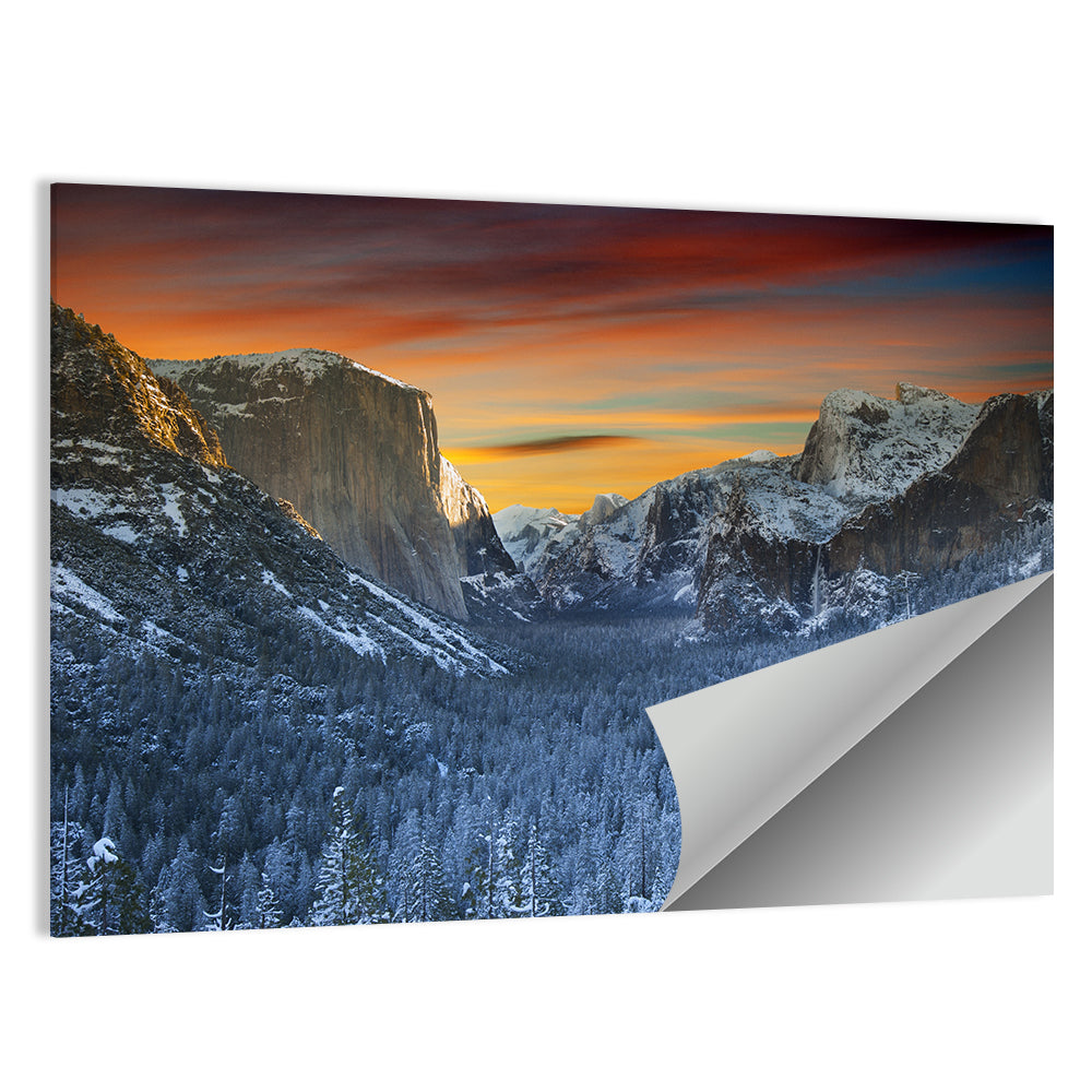 Yosemite Valley Winter Sunset Wall Art