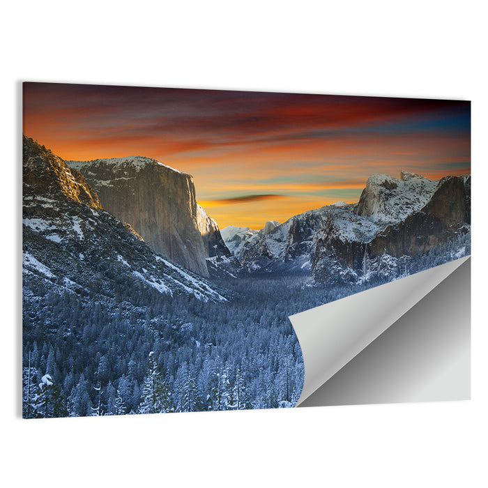 Yosemite Valley Winter Sunset Wall Art as a poster print