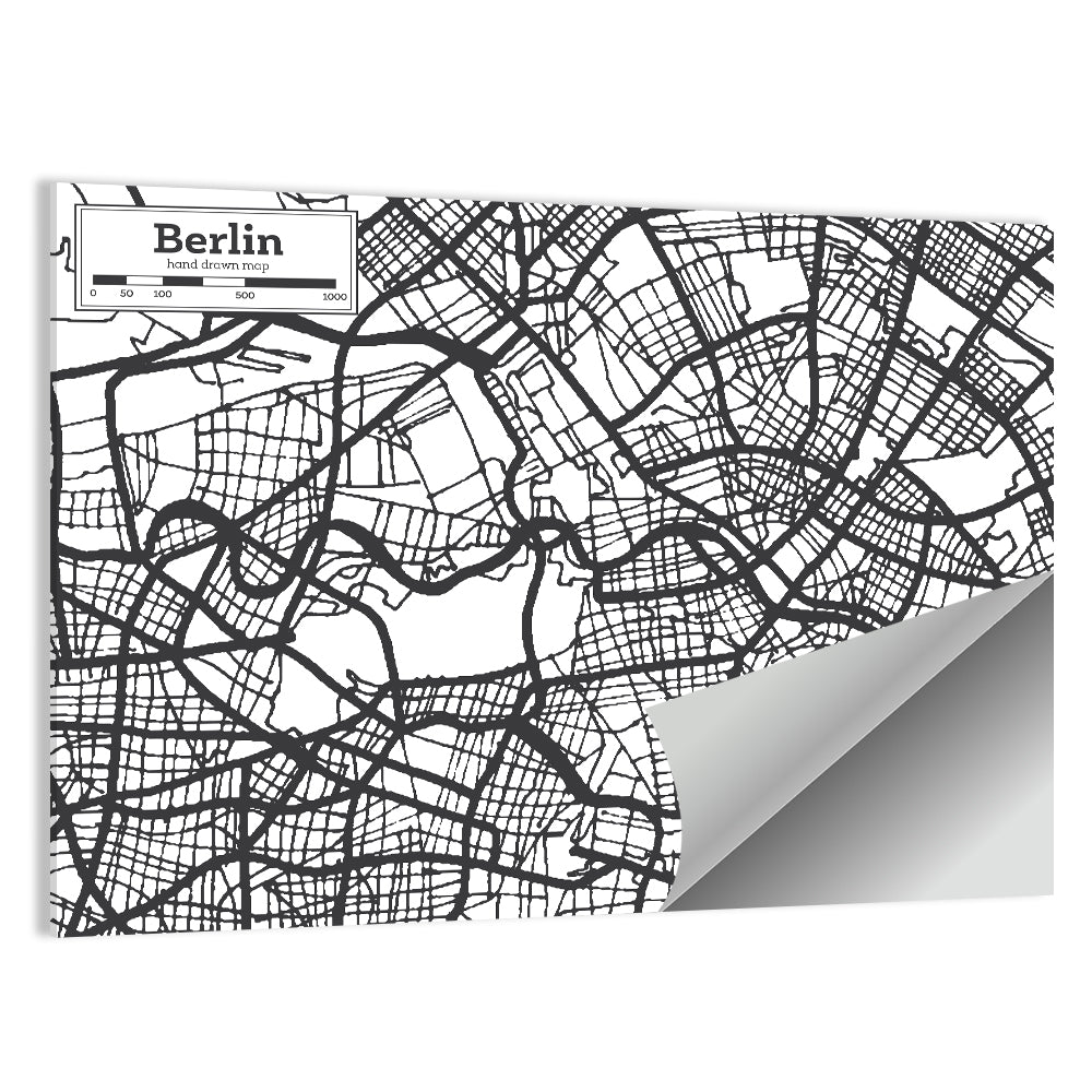 Hand-drawn Berlin City Map Wall Art