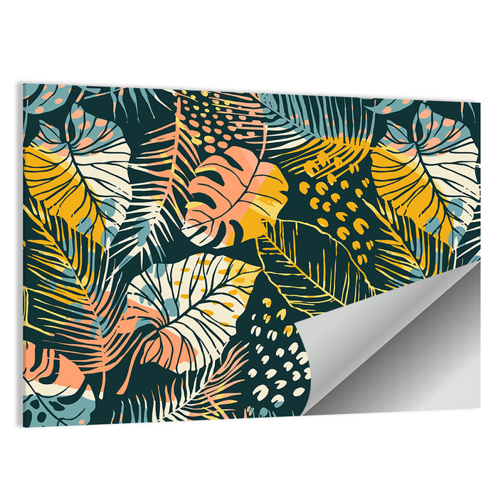 Tropical Monstera Palm Pattern Wall Art as a poster print