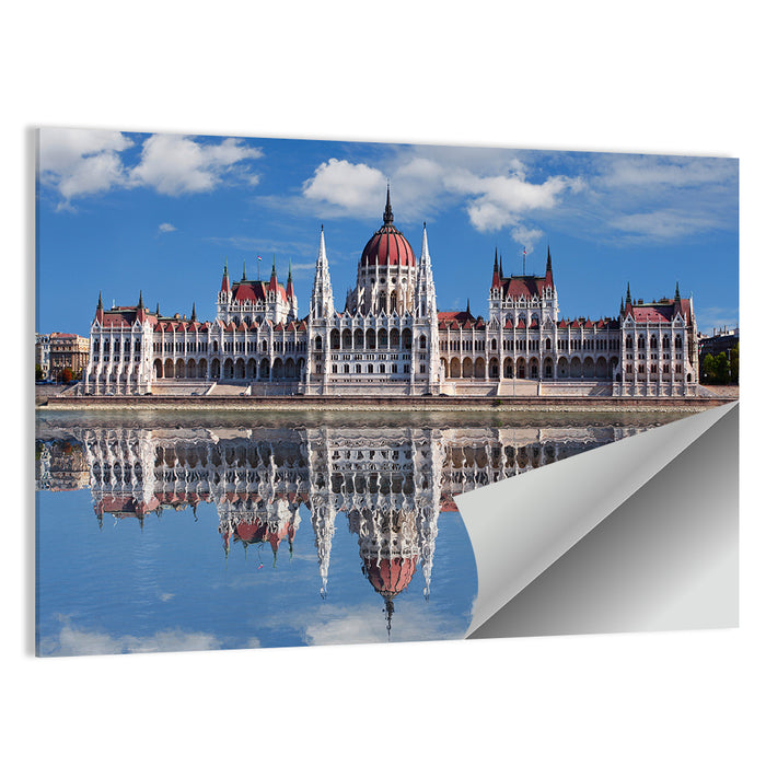 Hungarian Parliament Dome Reflection Wall Art as a poster print