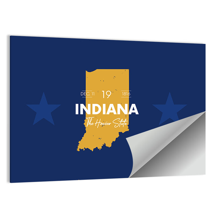 Indiana Typographic Map Wall Art as a poster print