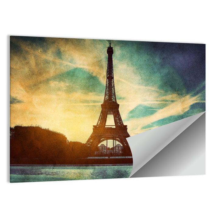 Eiffel Tower Sunset Reflection Wall Art as a poster print