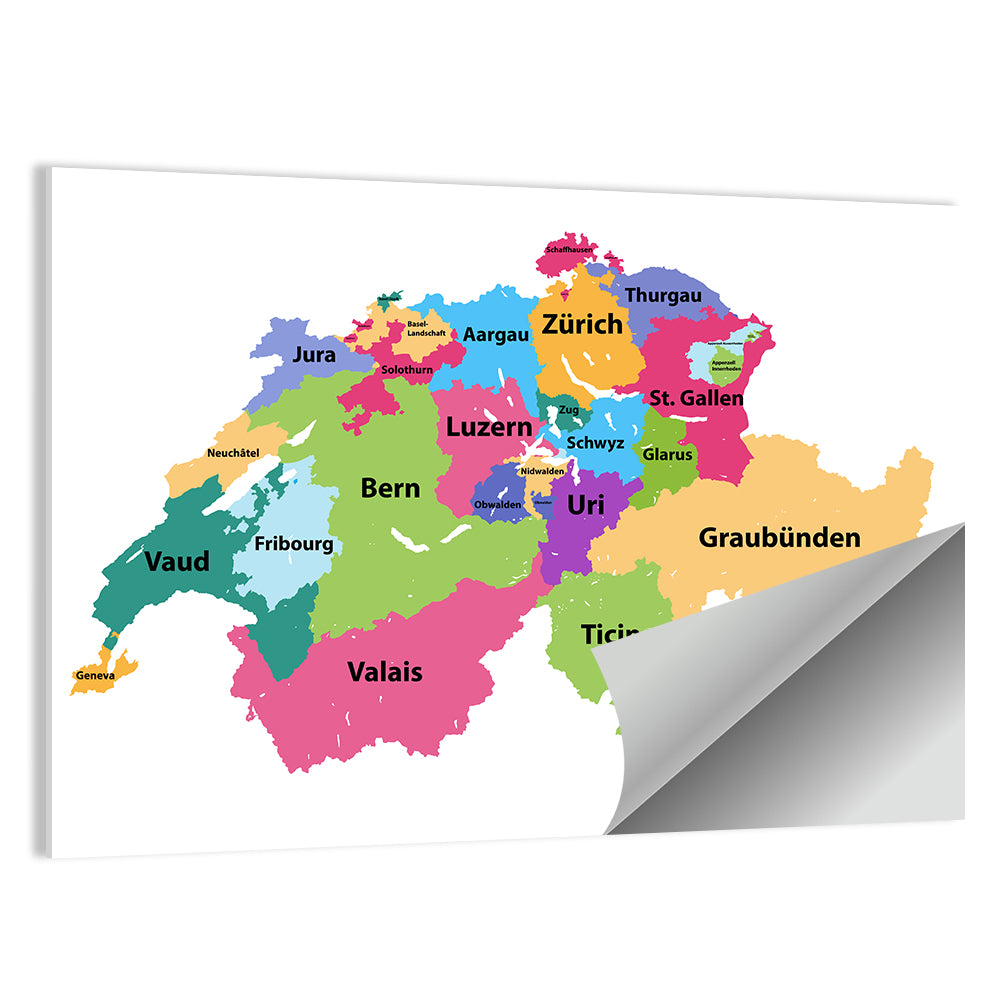Vector Map Of Switzerland Wall Art