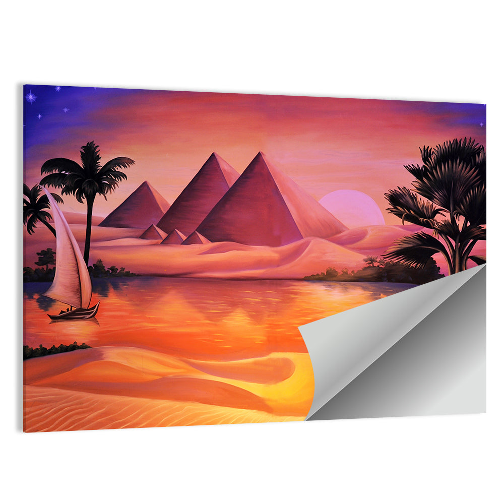 Giza Sunset Over Great Pyramids Wall Art