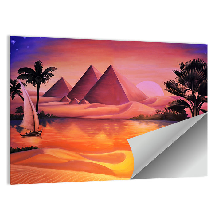 Giza Sunset Over Great Pyramids Wall Art as a poster print