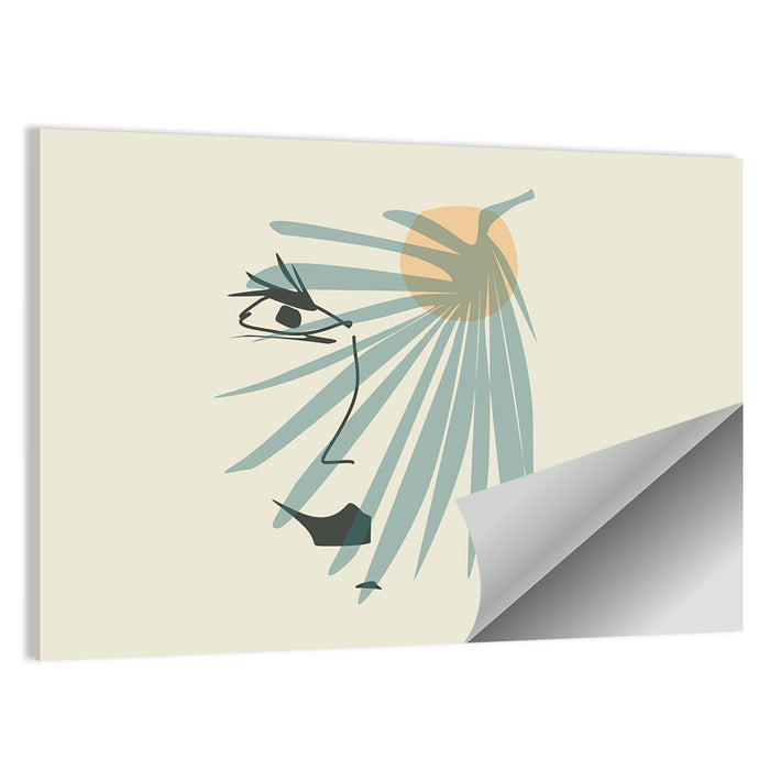 Palm Leaf Profile Line Wall Art as a poster print