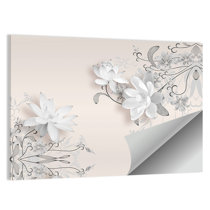 3d Floating Lotus Illustration Wall Art as a poster print