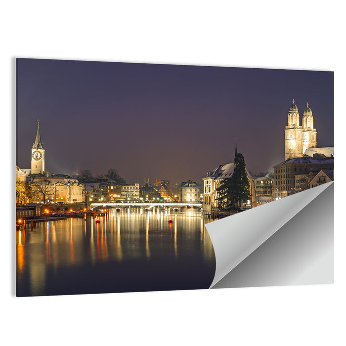 Zurich at Night Wall Art as a poster print