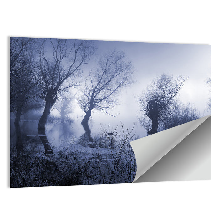 Misty Forest Lake Reflections Wall Art as a poster print
