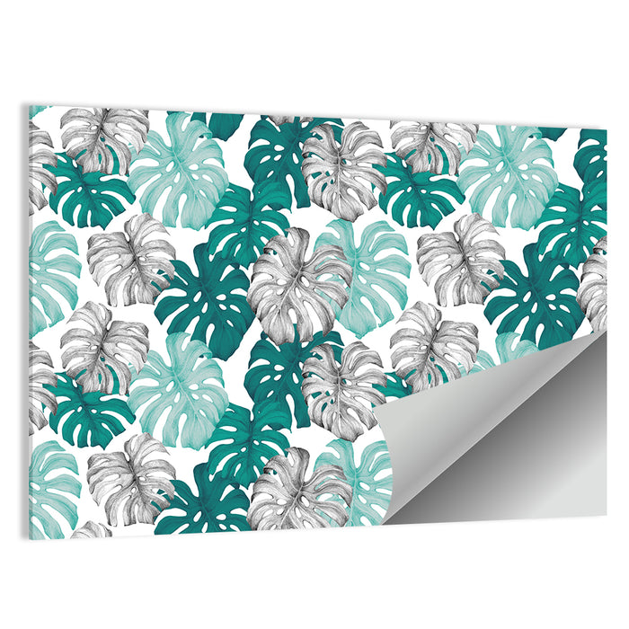 Seamless Monstera Leaf Pattern Wall Art as a poster print