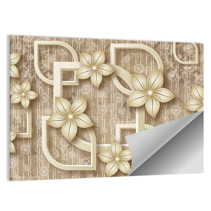 Layered 3d Floral Mural Wall Art as a poster print