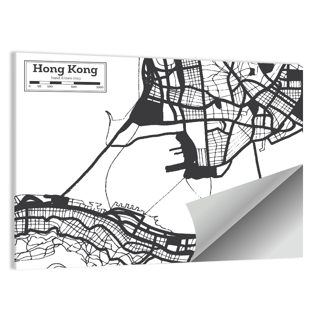 Hong Kong City Map Wall Art