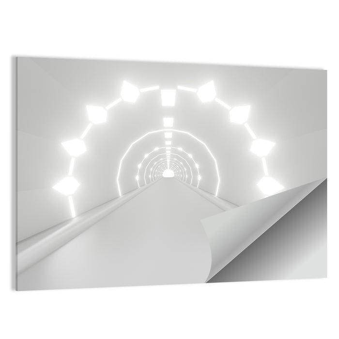 3d White Tunnel with Diamond Lights Wall Art as a poster print