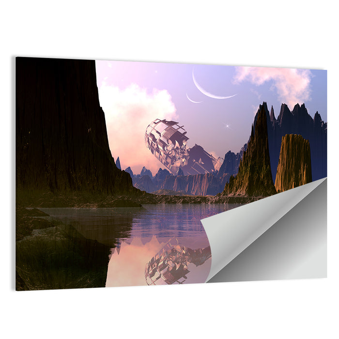 Crashed Spaceship on Alien Planet Wall Art as a poster print