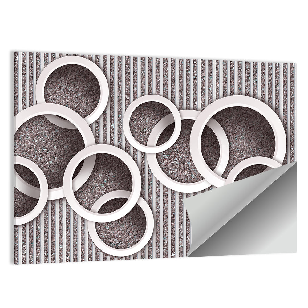 Layered White Circles Wall Art