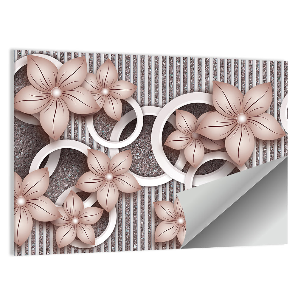 3d Floral Rings in Pink and Gray Wall Art