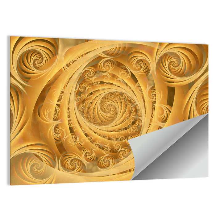 Wispy Gold Spirals Pattern Wall Art as a poster print