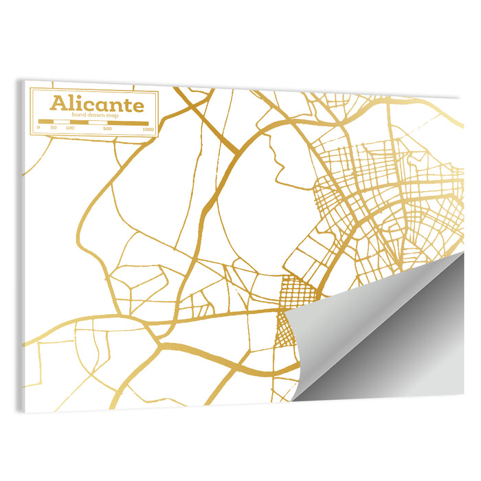 Alicante City Map Wall Art as a poster print