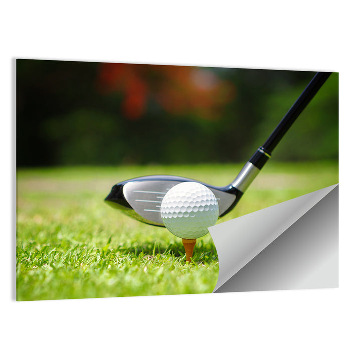 Golf Ball with Driver on Tee Wall Art as a poster print