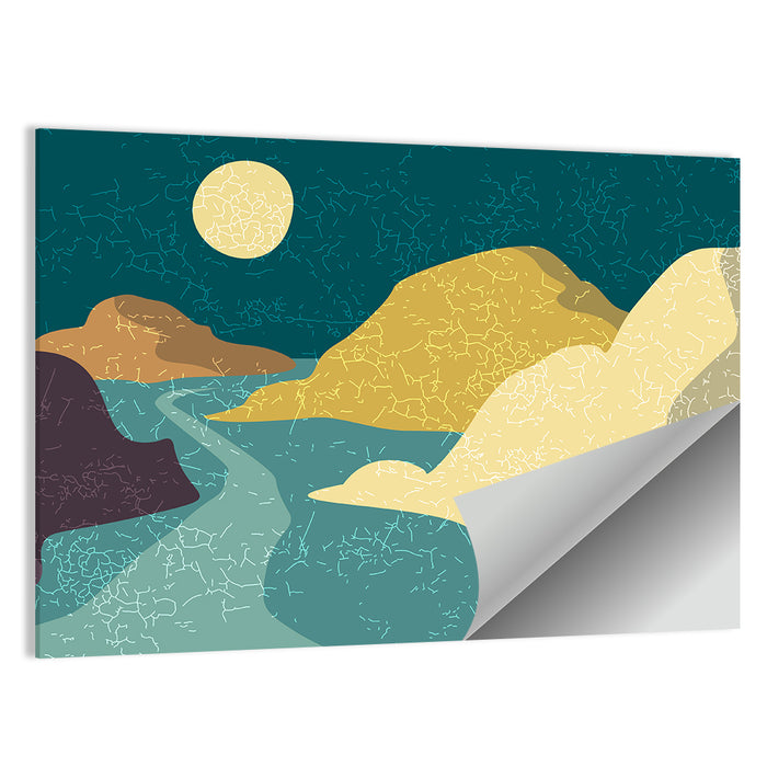 Moonlit Minimalist Mountain Wall Art as a poster print